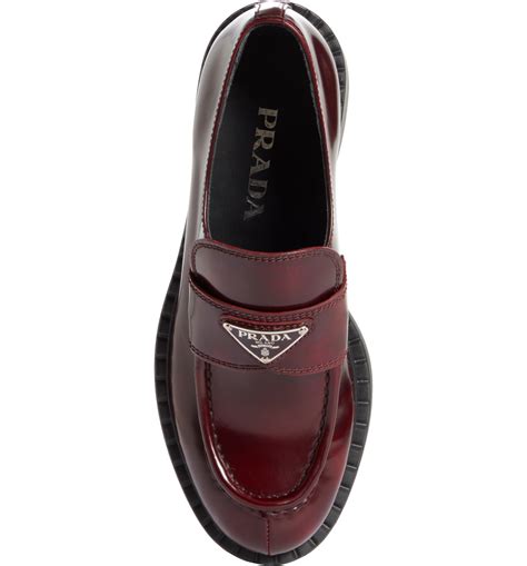 prada triangle logo loafers|platform Prada loafers.